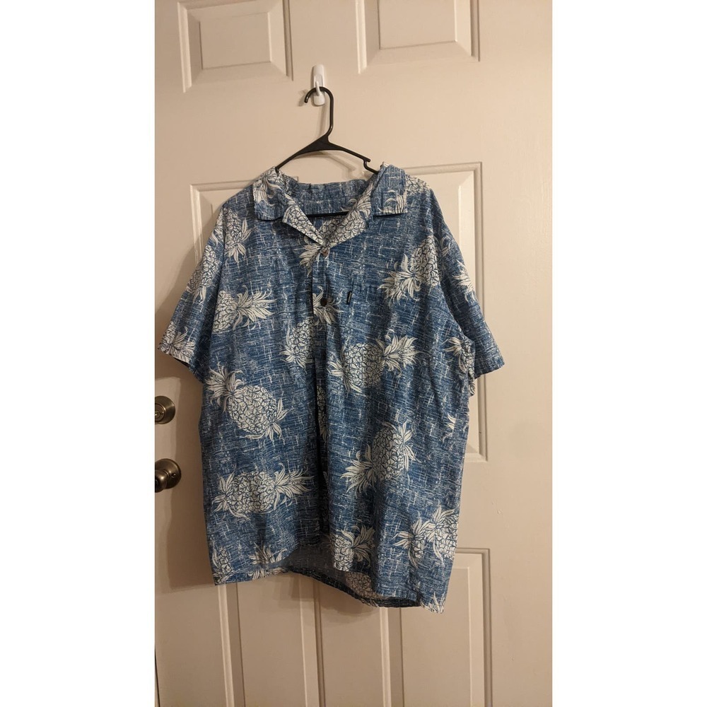 Palmwave Hawaiian Shirt XL Blue and White